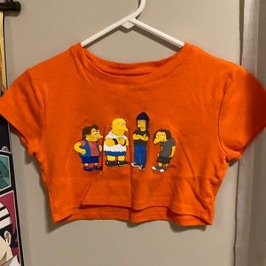 Simpsons crop top orange